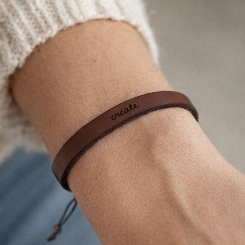 Inspirational Brown Leather Bracelet